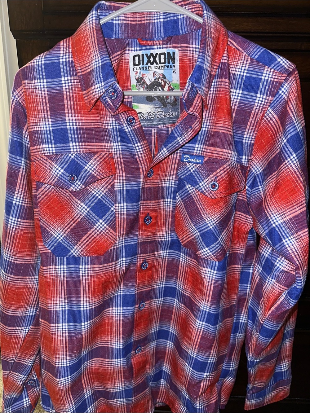 Dixxon Red & Blue Plaid Flannel Shirt - Men's XS (95 Doohan)